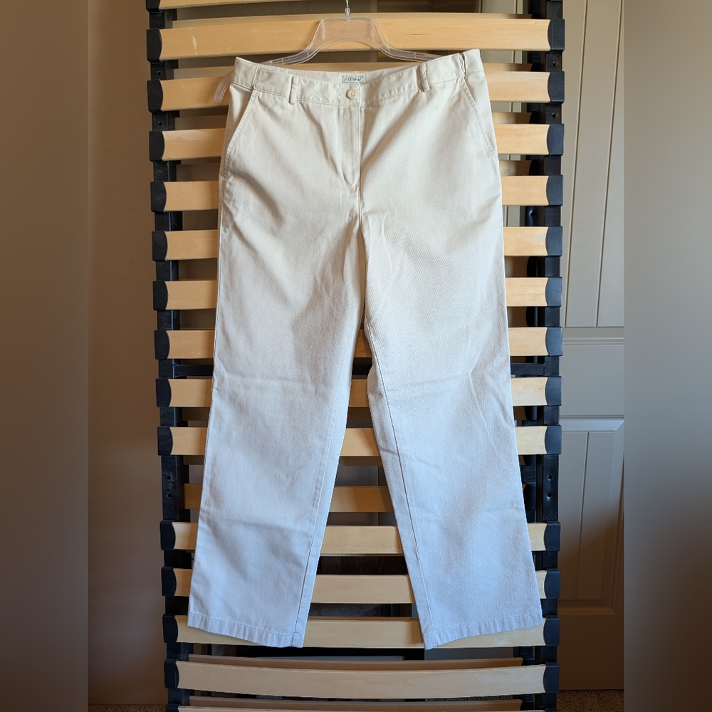 L.L. Bean Classic Fit Cream Trousers